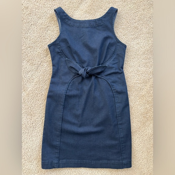 Anthropologie Holding Horses Dress Women's Petite 6 Denim Clara Tie Waist Mini - Picture 2 of 7